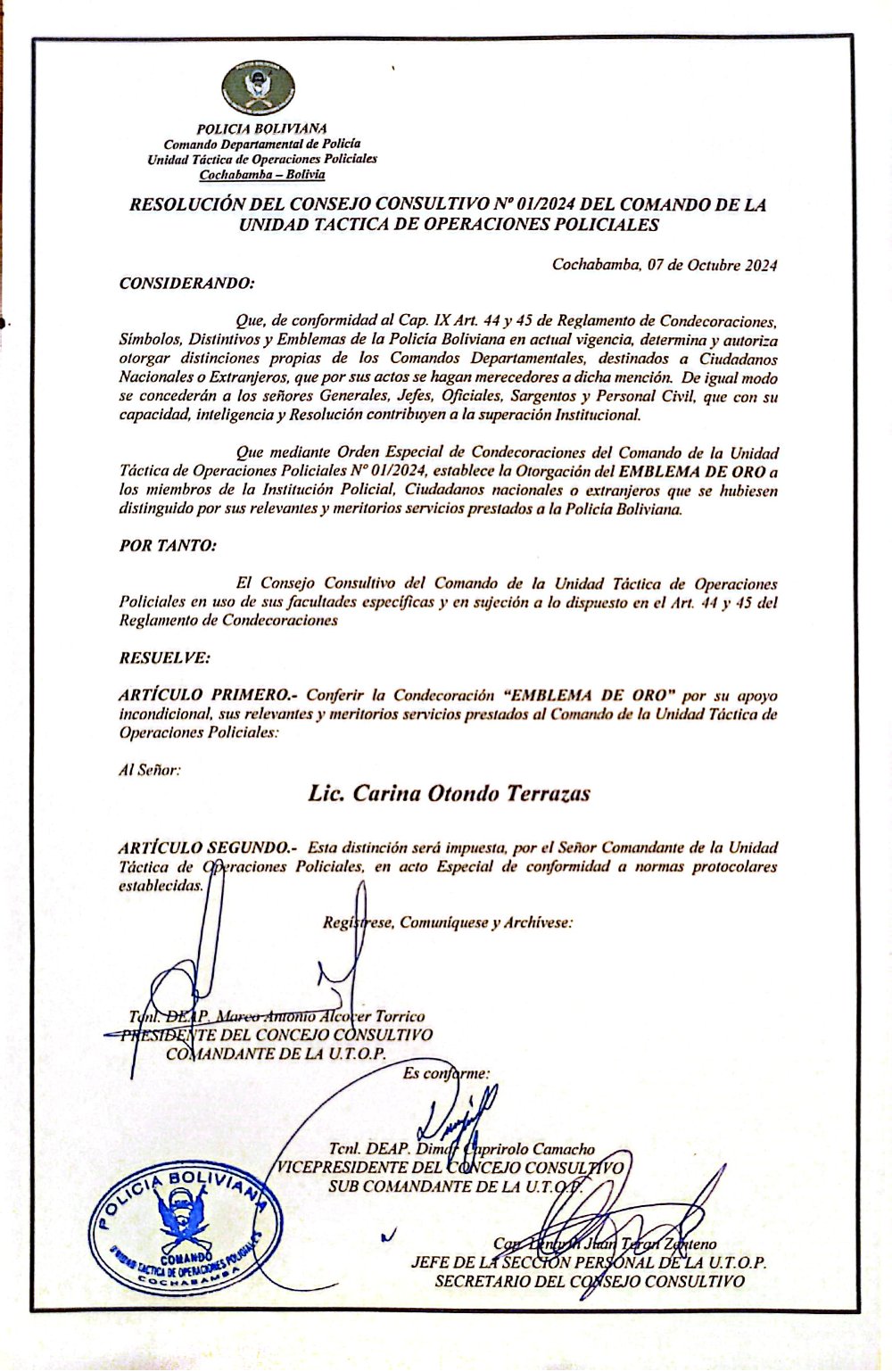 Resolución Administrativa N° 0388/23 — Seguridad Concordia